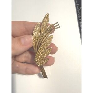 Vintage Corocraft Gold Tone Leaf Brooch Textured Botanical Mid Century Pin